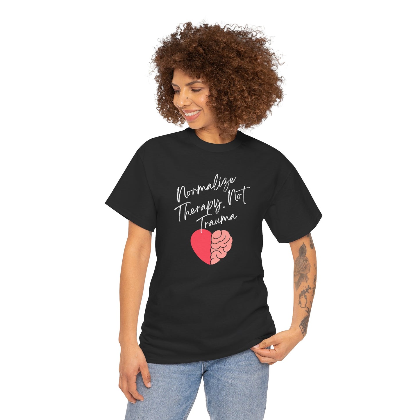 Normalize Therapy White Text Unisex Heavy Cotton Tee