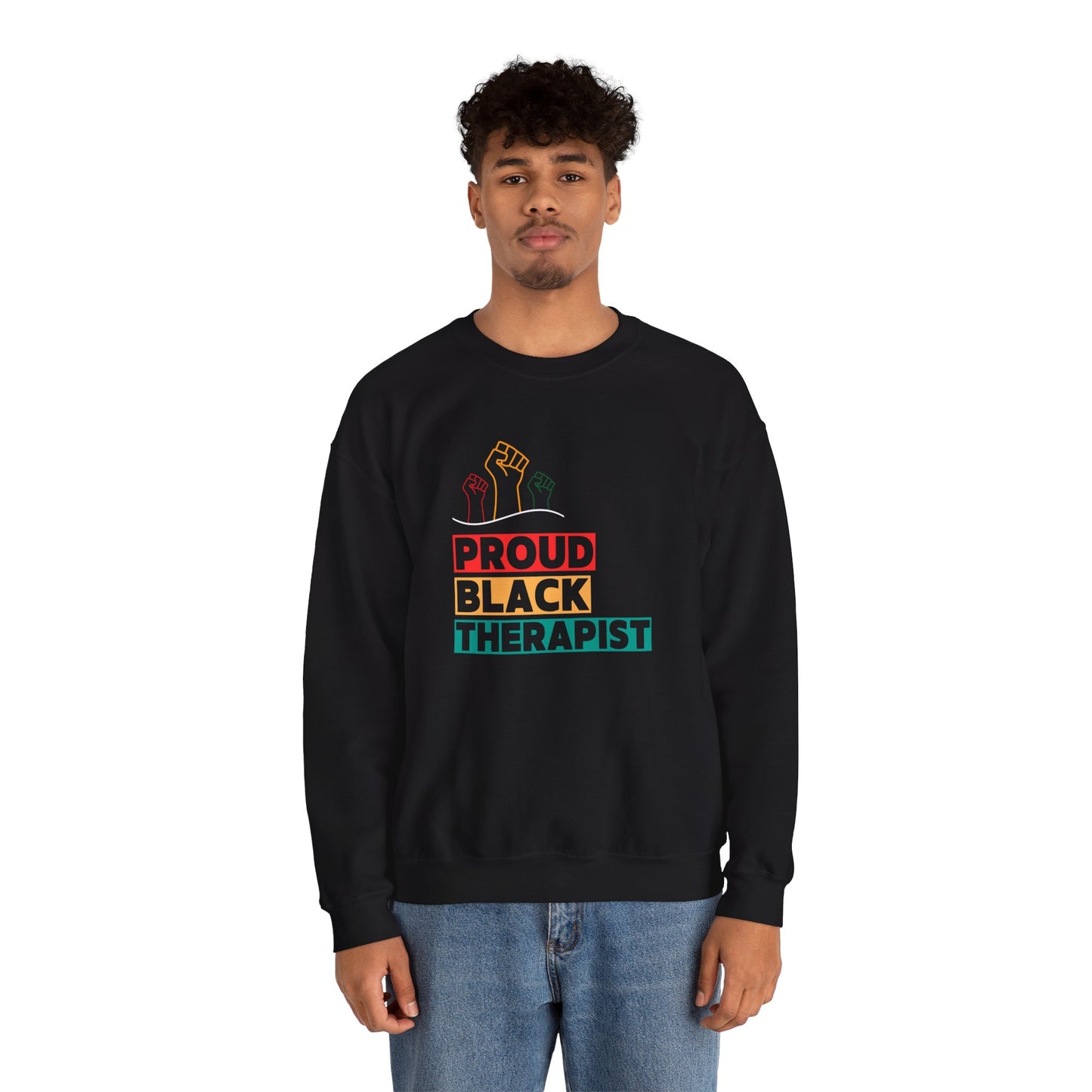 Proud Black Therapist Unisex Heavy Blend™ Crewneck Sweatshirt