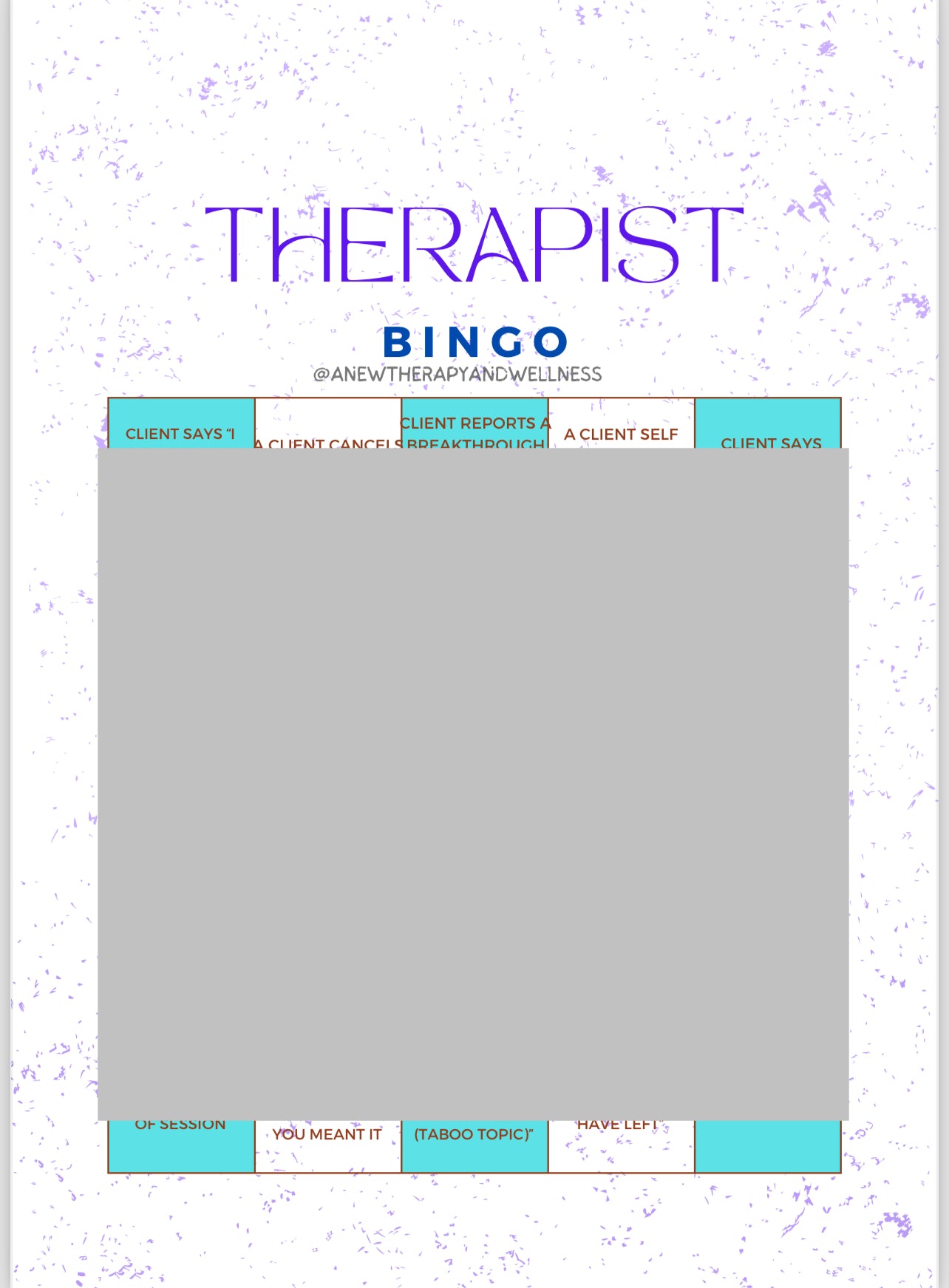 Therapist Bingo: Printable Edition